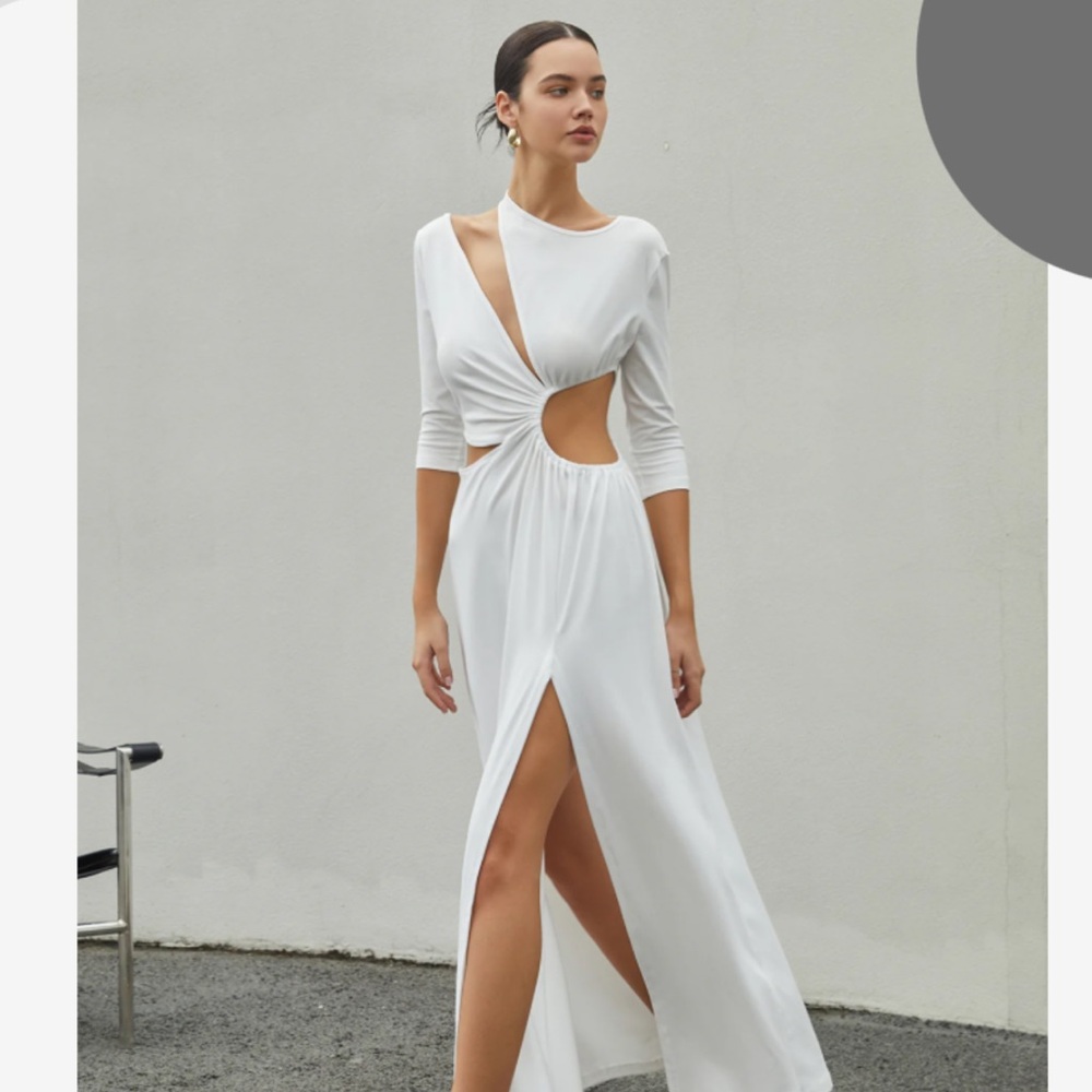 Elegant White Cut-Out Maxi Dress